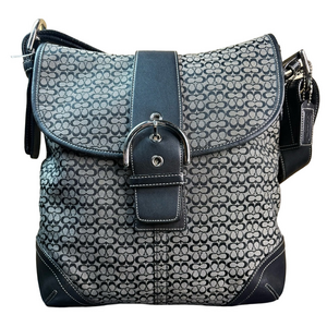 Coach Soho G3K-6377 Signature Canvas Flap Buckle Crossbody Bag Black